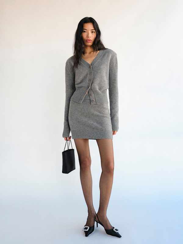 Amy Regenerative Wool Sweater Set - Mid Grey